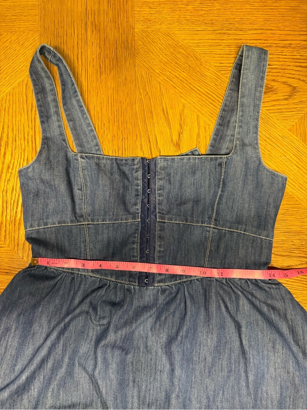 Denim Maxi Dress with Button Front and Pockets - Picture 10 of 13